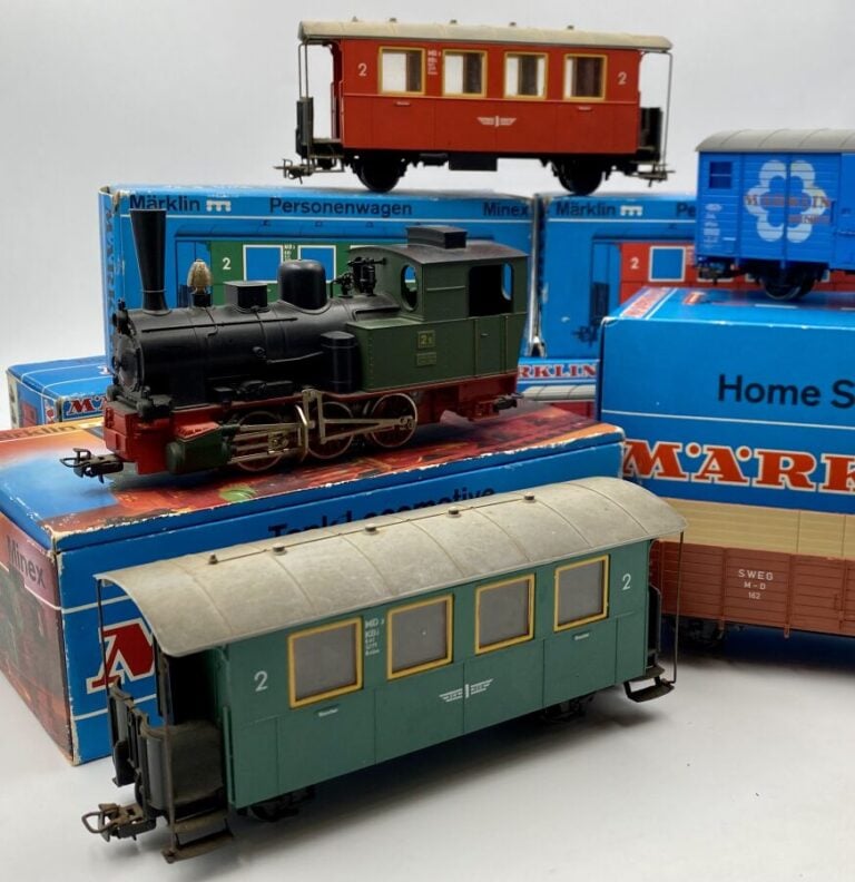 Marklin Minex en BO : louterder ref 3400, couvert 2 essieux bref 4454 X 2, voit…