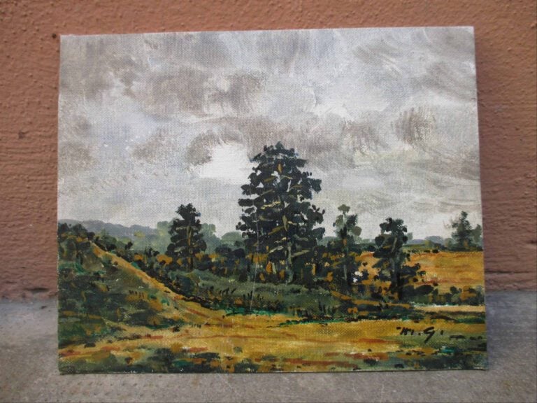 Mathias GUILLO (1897-1990) - Paysage - Huile sur isorel. - Monogrammée en bas à…