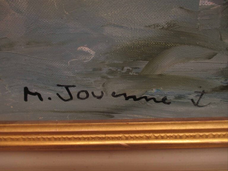 Michel JOUENNE (Né en 1933) - Chaluts au port - Huile sur toile. - Signée en ba…