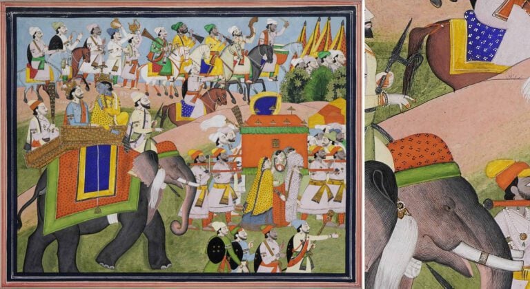 MINIATURE DEPEIGNANT LA RECONQUETE DE RUKMINI - Inde Moghole, Ecole Guler, Epoq…
