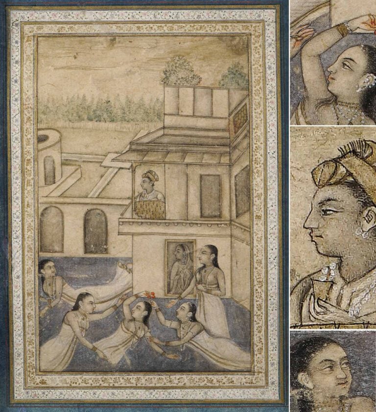 MINIATURE DEPEIGNANT LE BAIN D'UNE PRINCESSE - Inde Moghole, Epoque XVIIIe sièc…