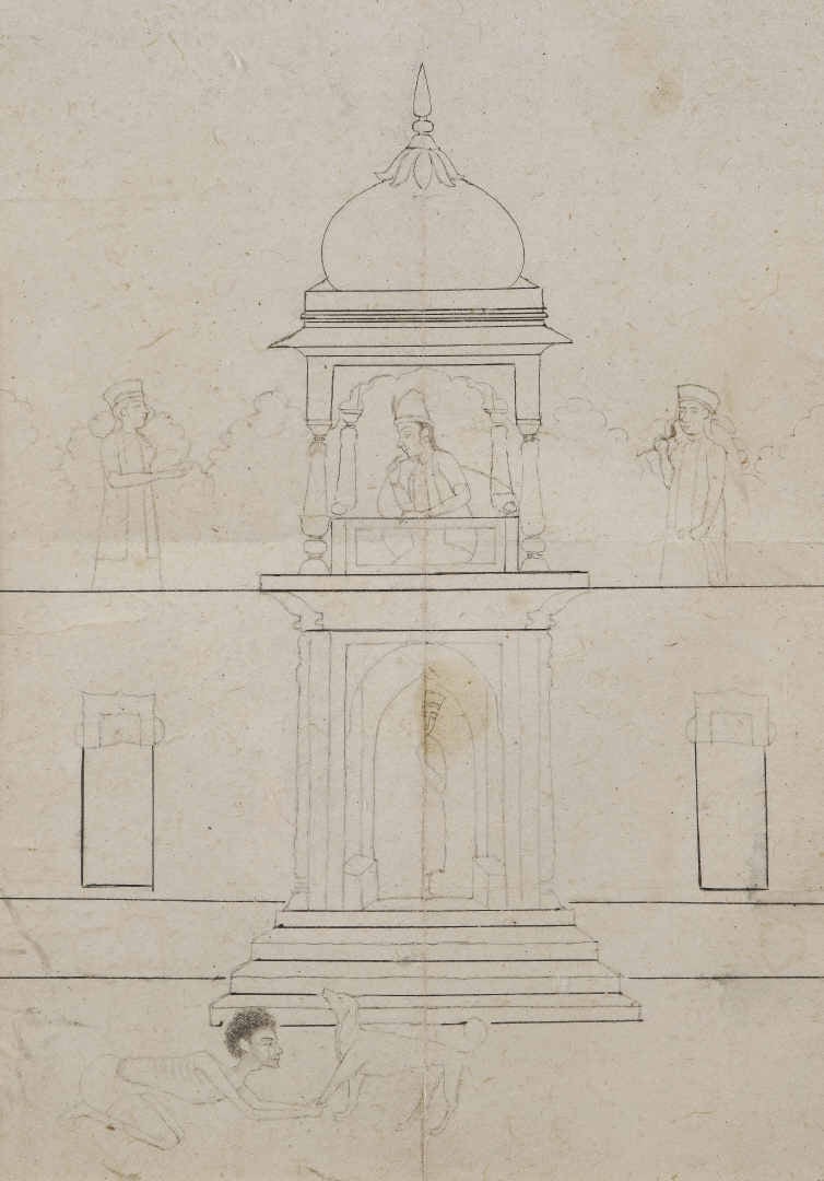 MINIATURE ET DESSIN PREPARATOIRE DEPEIGNANT LAYLA ET MAJNUN - Inde Moghole, Pro…