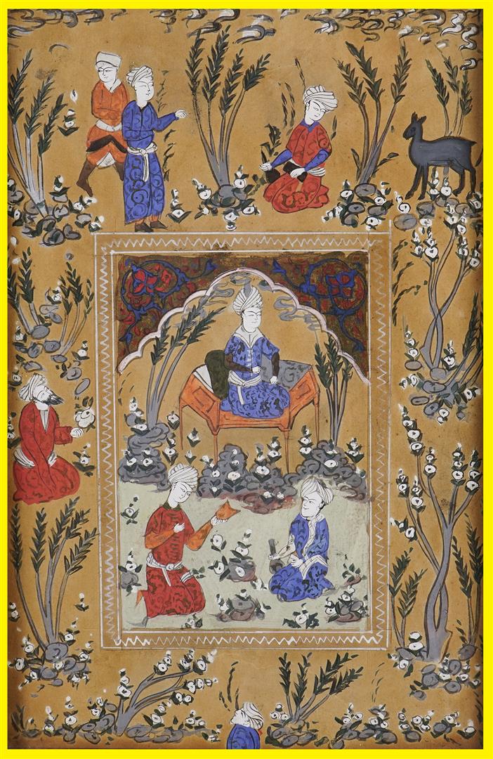 MINIATURE PERSANE REPRESENTANT UN DURBAR - Iran, Vers 1900 - Encre et gouache s…