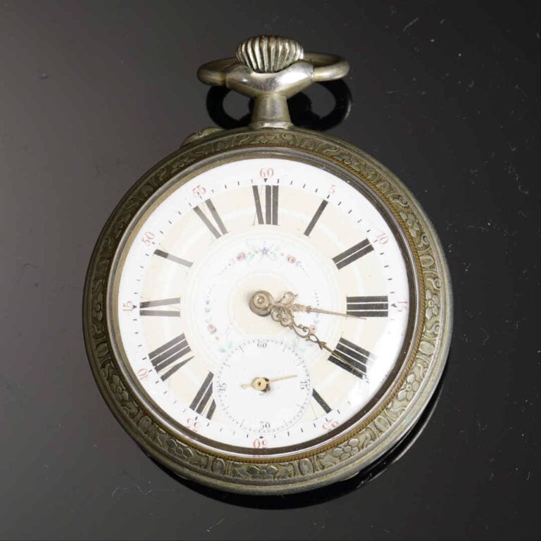 Montre de gousset en argent (925°/oo). Cadran émaillé, à indication des heures…