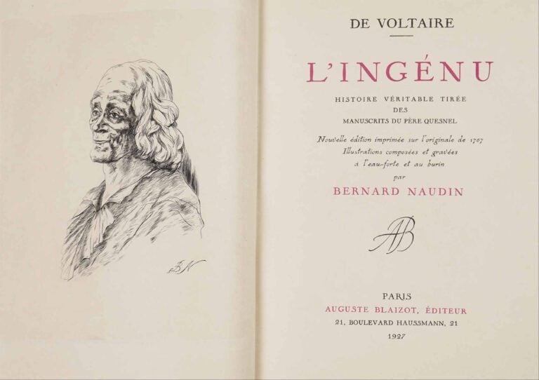 [NAUDIN (Bernard)] - VOLTAIRE. - L'Ingénu. Histoire véritable tirée des manuscr…