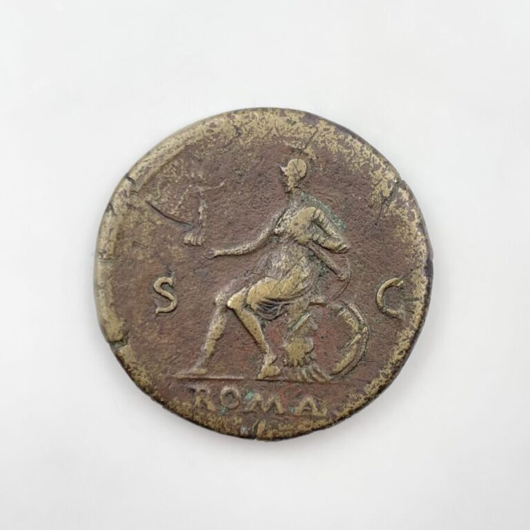 Néron (54-68). Sesterce à la Rome assise, c. 66 ap. J.-C., Lyon. 24,57g. RIC 51…
