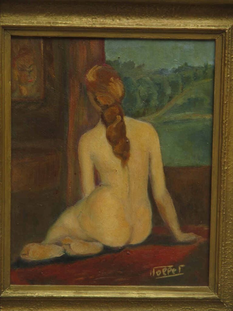 NOPPET ? - Nu de dos - Huile sur panneau. - Signée en bas à gauche. - 41.5 x 33…