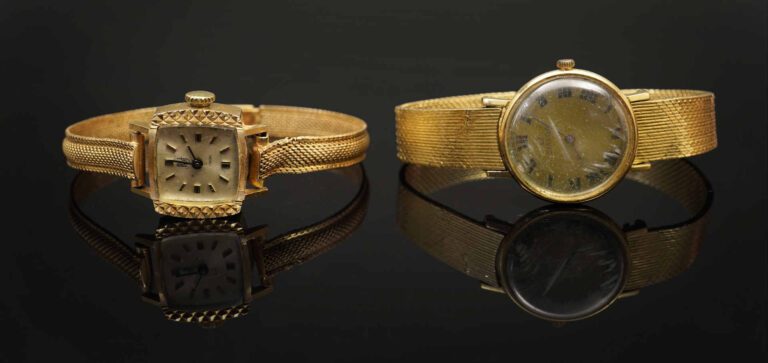 OMEGA - Montre bracelet de dame en or jaune 18K (750°/oo). Cadran signé Oméga.…