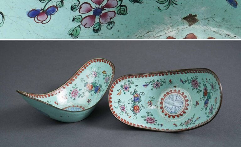 PAIRE DE COUPES EN EMAUX SUR CUIVRE DE CANTON - Chine, Dynastie Qing, XVIIIe-XI…