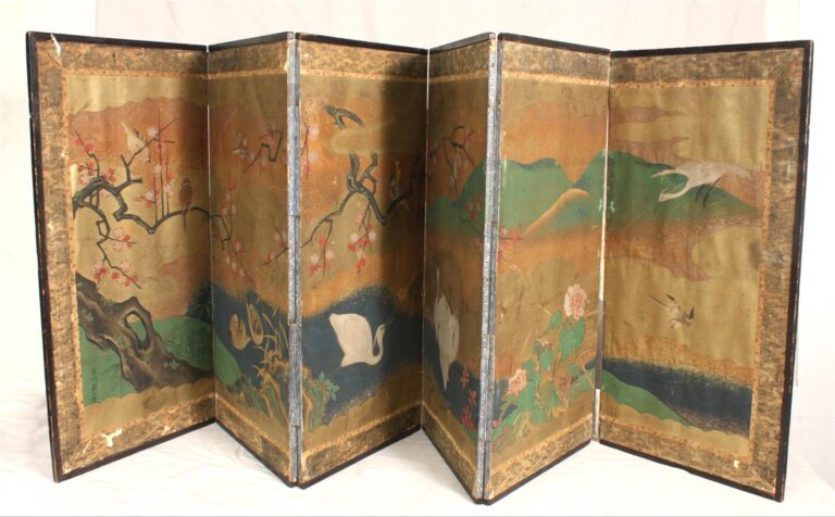 PARAVENT POUR LA CEREMONIE DU THE, BYOBU CHANOYU - Japon, Epoque XIXe siècle, p…
