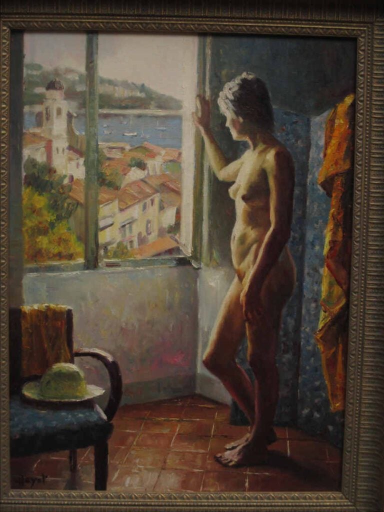 Pascal HAYOT (Actif XXe siècle) - Nu à la fenêtre - Huile sur toile. - Signée e…