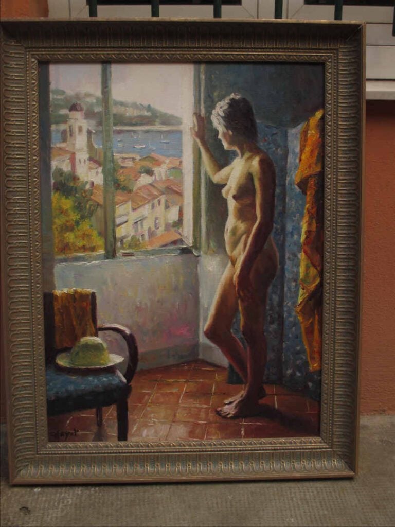 Pascal HAYOT (Actif XXe siècle) - Nu à la fenêtre - Huile sur toile. - Signée e…