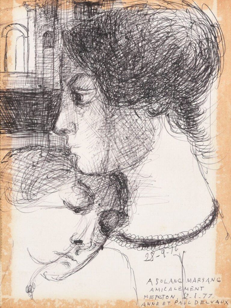 Paul DELVAUX (1897-1994) - Portrait de deux femmes sur fond d'architecture - St…