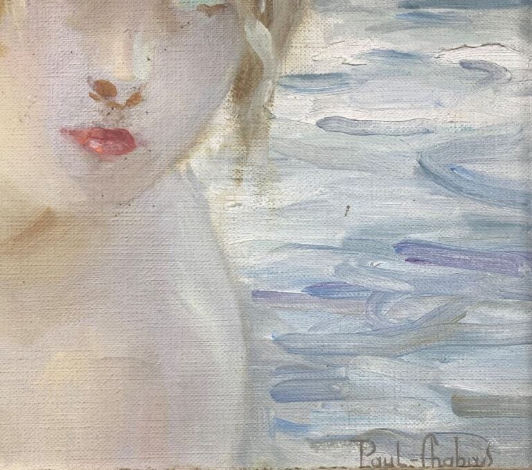 Paul Emile CHABAS (1869-1937) - Jeune femme aux yeux verts dans un paysage de b…