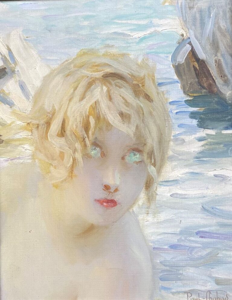 Paul Emile CHABAS (1869-1937) - Jeune femme aux yeux verts dans un paysage de b…