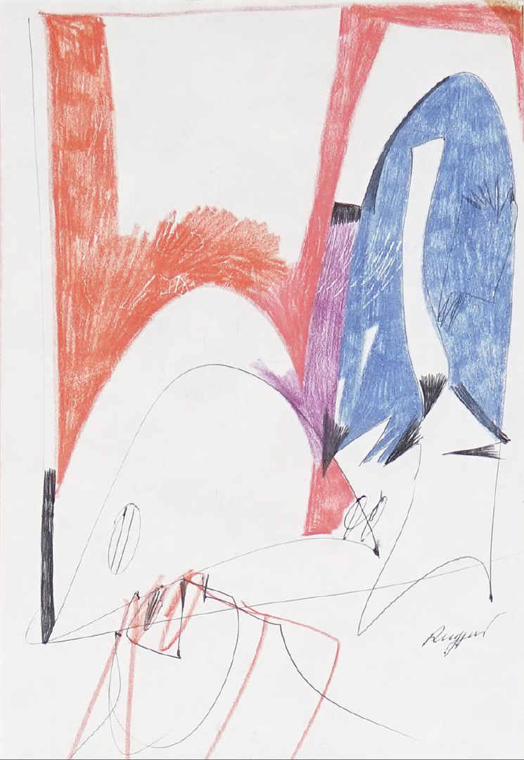 Piero RUGGERI (1930-2009) - Composition abstraite en couleurs - Crayons de coul…