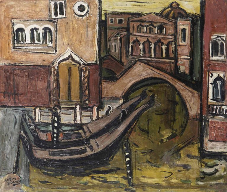 Pierre André BOUEY (1898-1976) - Vue d'un canal à Venise - Huile sur toile. - S…
