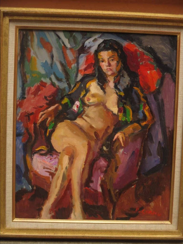 Pierre CORNU (1895-1996) - Nu au fauteuil violet - Huile sur toile. - Signée en…