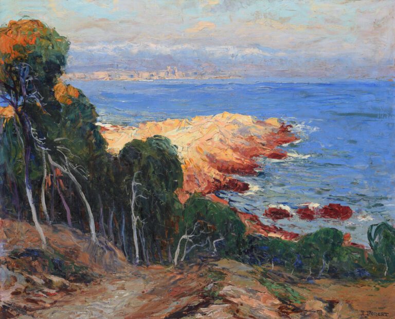 Pierre FOREST (1881-1971) - Sentier du littoral, Cap d'Antibes - Huile sur pann…