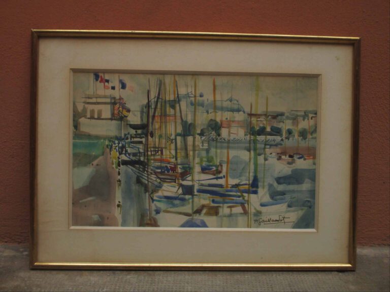 Pierre GAILLARDOT (1910-2002) - Bâteaux au port - Aquarelle sur papier. - Signé…