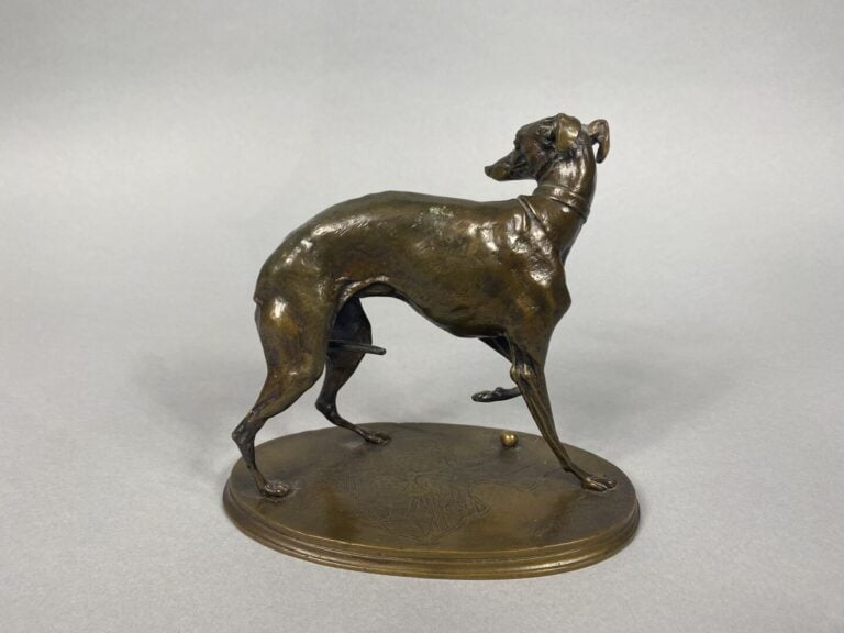 Pierre-Jules MÈNE (1810-1879), d'après - Levrette - Epreuve en bronze à patine…