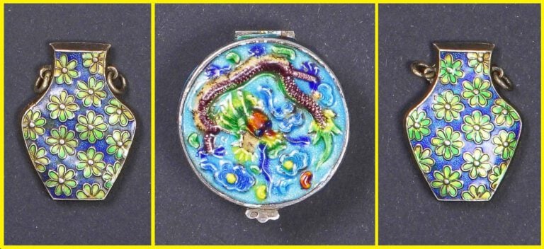 PILULIER AU DRAGON EN ARGENT EMAILLE POLYCHROME - Chine, Vers 1900/1920 - Circu…