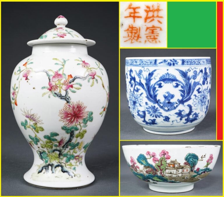 POTICHE COUVERTE EN PORCELAINE A DECOR EMAILLE POLYCHROME DANS LE STYLE DE LA "…