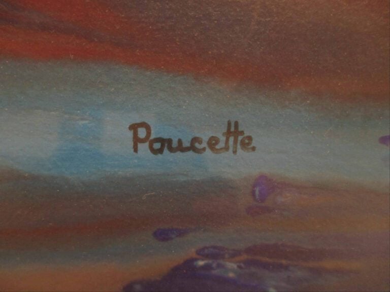 POUCETTE (1935-2006) - Bâteaux au port - Technique mixte sur papier. - Signée e…