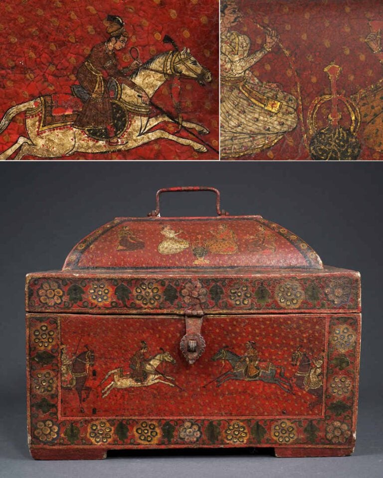 PROBABLE COFFRE A DOT EN PAPIER MACHE LAQUE ET POLYCHROME - Inde, Epoque XIXe-X…