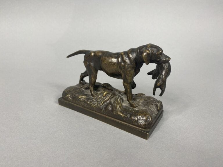 Prosper LECOURTIER (1855-1924), d'après - Chien de chasse tenant dans sa gueule…