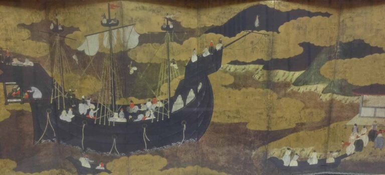 PSEUDO PARAVENT A SIX FEUILLES - Epoque XXe siècle - Imprimé sur polystyrène. D…
