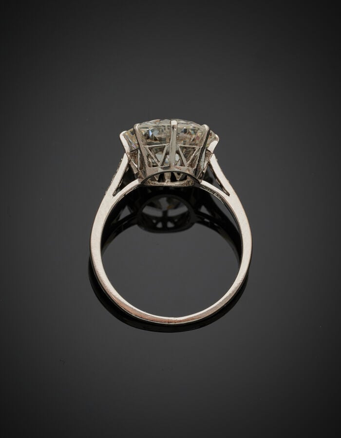 RENE BOIVIN - BAGUE solitaire en platine (950‰) serti d'un diamant taille ancie…