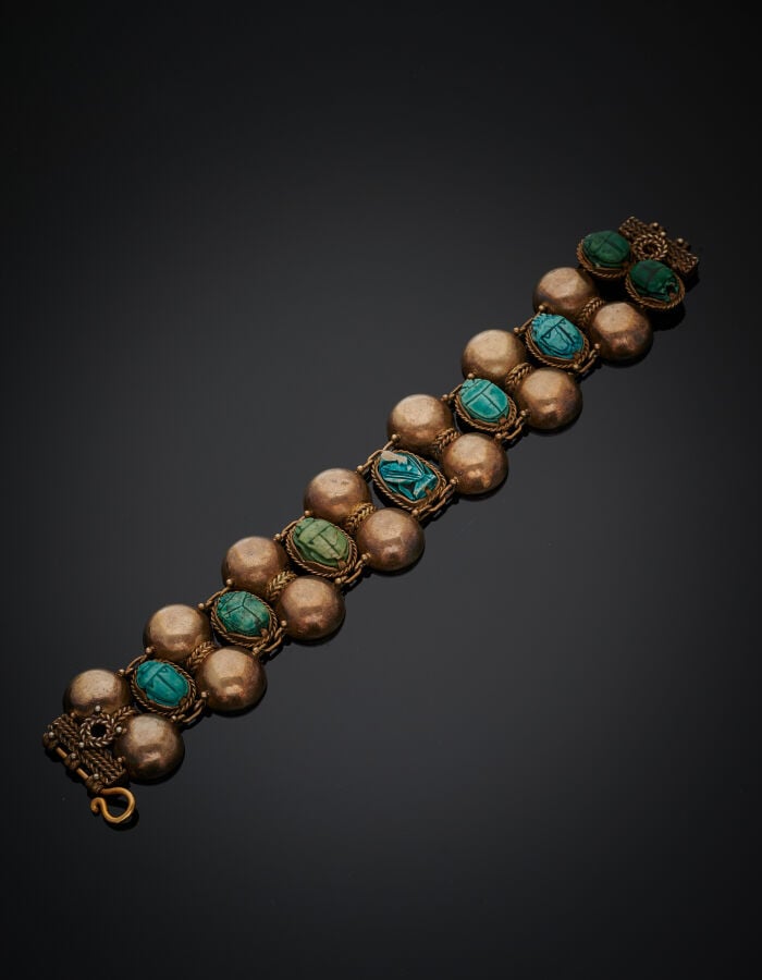 RENE BOIVIN, dessin de Suzanne BELPERRON - Large BRACELET « Sablier » en vermei…