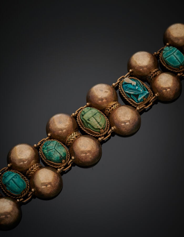 RENE BOIVIN, dessin de Suzanne BELPERRON - Large BRACELET « Sablier » en vermei…