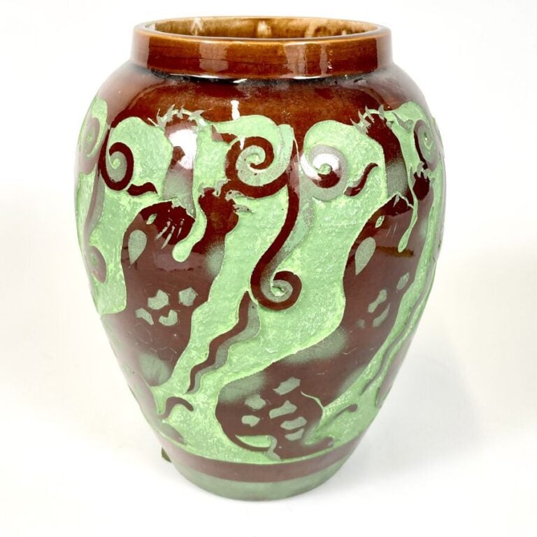 Robert MEQUINION (1905-1985) - Vase ovoïde à petit col en céramique émaillée ma…