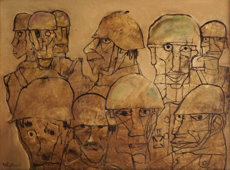 Rudi PILLEN (1931-2014) - Soldats - Huile sur isorel. - Signée et datée 76 en b…