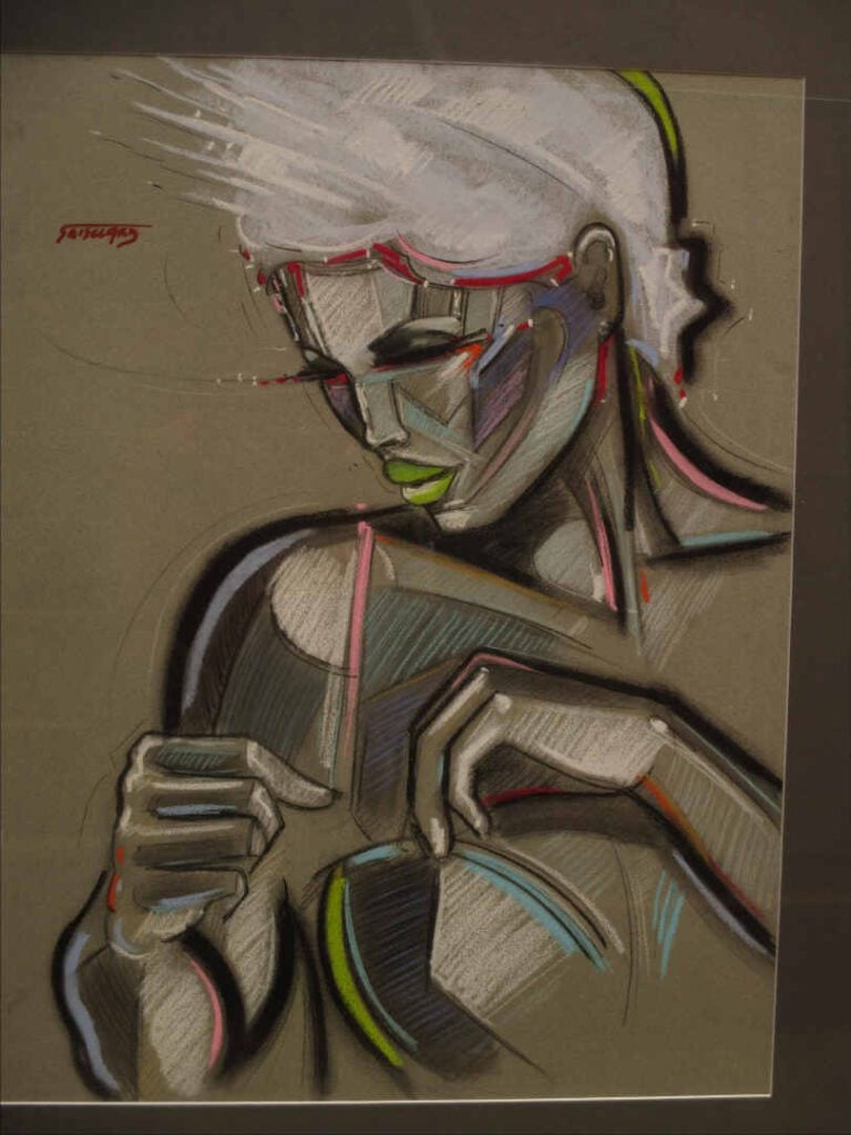 Stéphane GISCLARD (Né en 1966) - La femme qui s'habille - Pastel. - Signée en h…