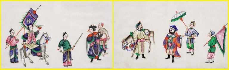SUITE DE DEUX (2) GOUACHES CHINOISES D'EXPORTATION SUR PAPIER D'ARALIE / " PAPI…