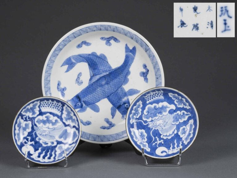 SUITE DE DEUX COUPES EN PORCELAINE DITE BLEU DE HUE - Chine pour le marché Viet…