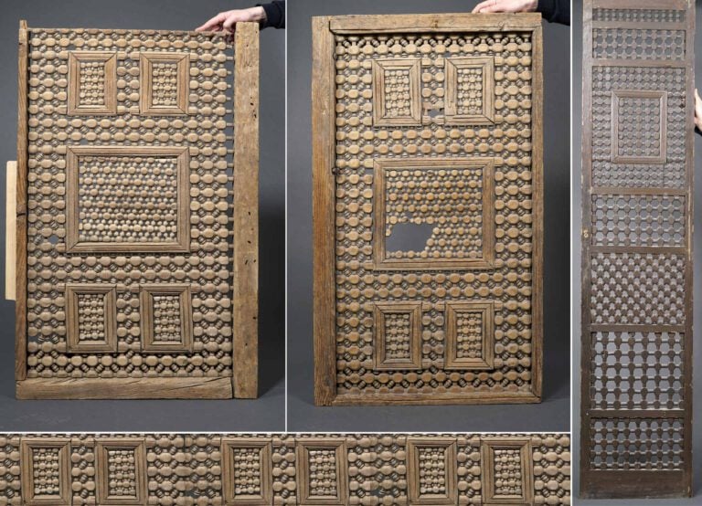 SUITE DE TROIS ELEMENTS DE MOUCHARABIEH EN BOIS TOURNE - Proche Orient, Epoque…