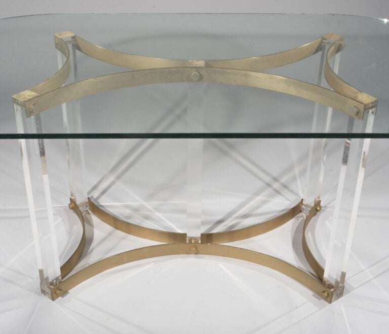 Table à plateau de verre rectangulaire en inox et plexiglass - 190x74x95 cm