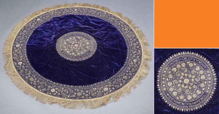 TAPIS DE HOUKAH EN SOIE BRODEE SELON LA TECHNIQUE ZARDOZI REALISE POUR SON EXCE…
