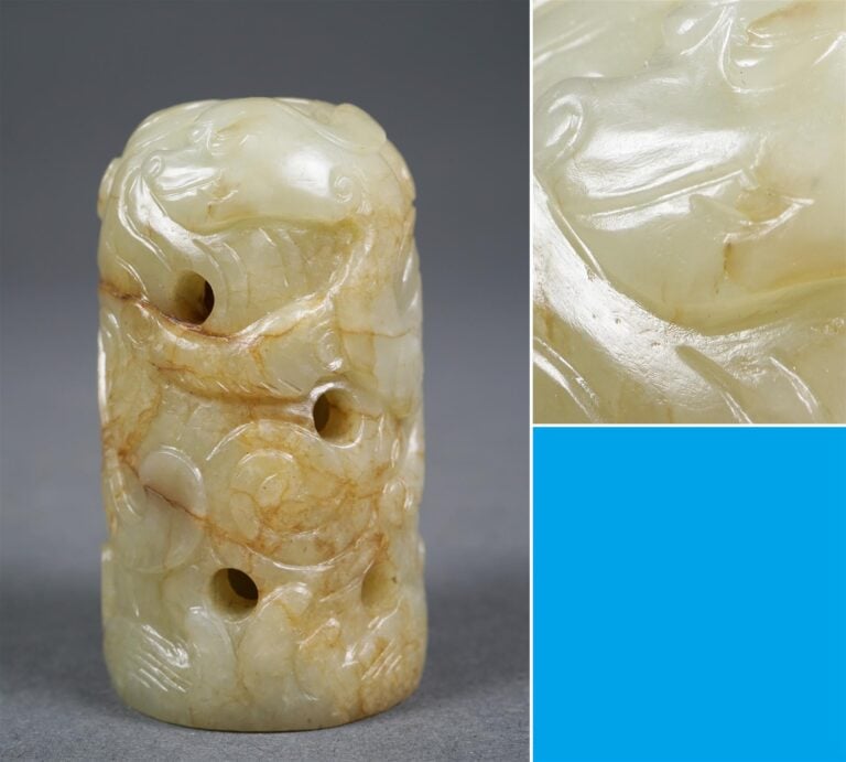 TERMINAISON DE COIFFE DE MANDARIN EN JADE NEPHRITE - Chine, Dynastie Qing ou an…