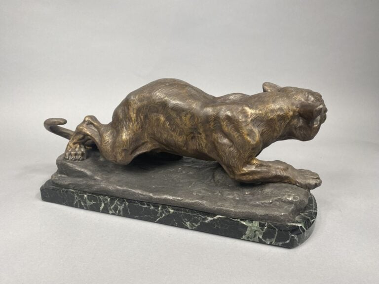 Thomas CARTIER (1879-1943), d'après - Tigre à l'affût - Epreuve en régule patin…