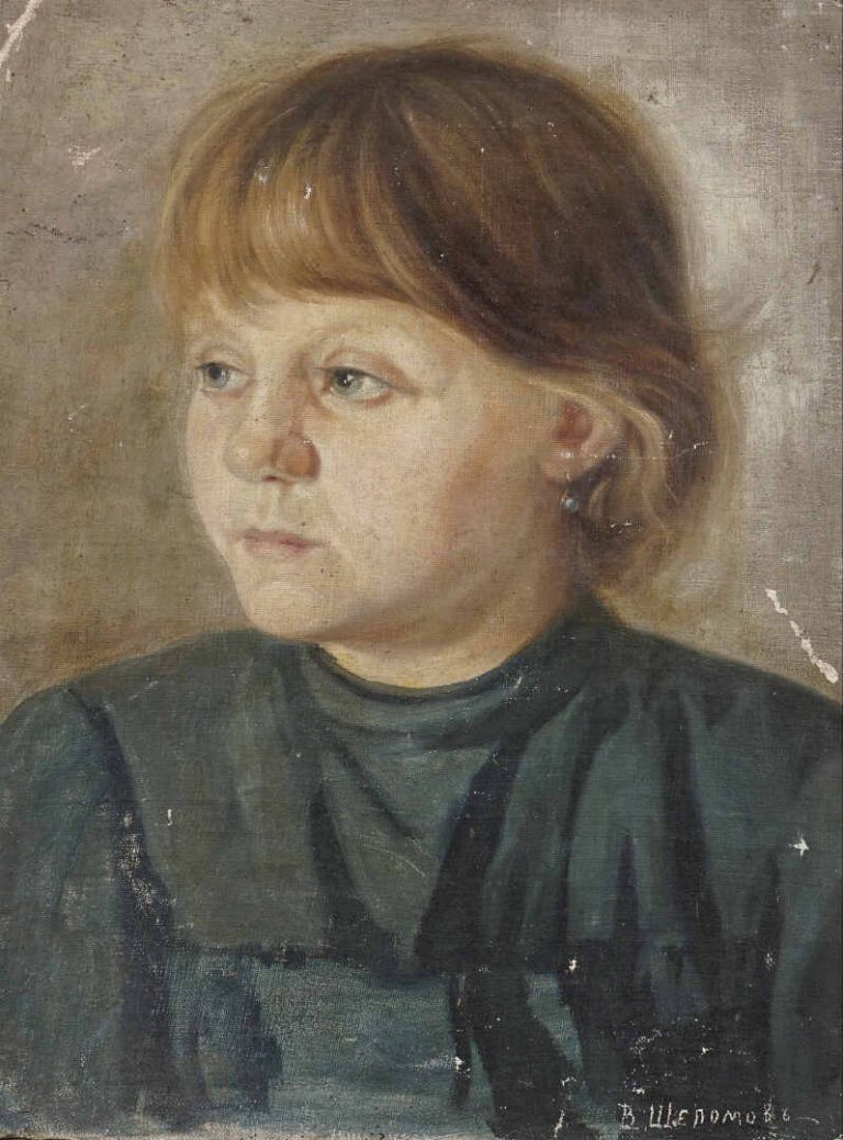 V. CHEPOMOFF, école russe de la fin du XIXe siècle - Portrait d'une jeune fille…