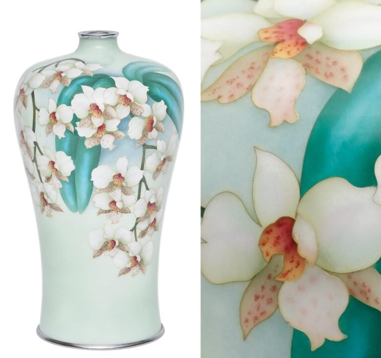 VASE A FLEUS DE PRUNUS / SAKURA EN EMAUX CLOISONNES, MEIPING - Japon, Début de…