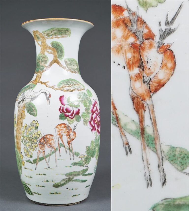 VASE DE FORME QUEUE DE PHENIX EN PORCELAINE A DECOR EMAILLE QIANJIANG, FENGWEIZ…