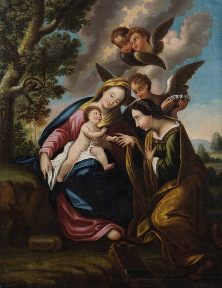 Vincent FÉRAUD (1800-?) - Le mariage mystique de Sainte-Catherine - Huile sur t…