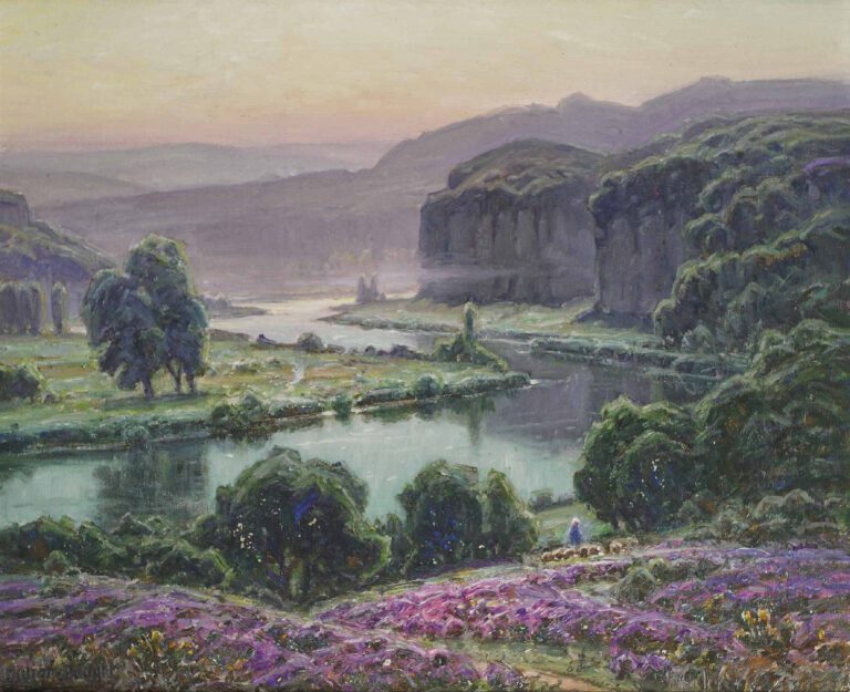 William DIDIER-POUGET (1864-1959) - Paysage de la vallée du Doubs (le matin : b…