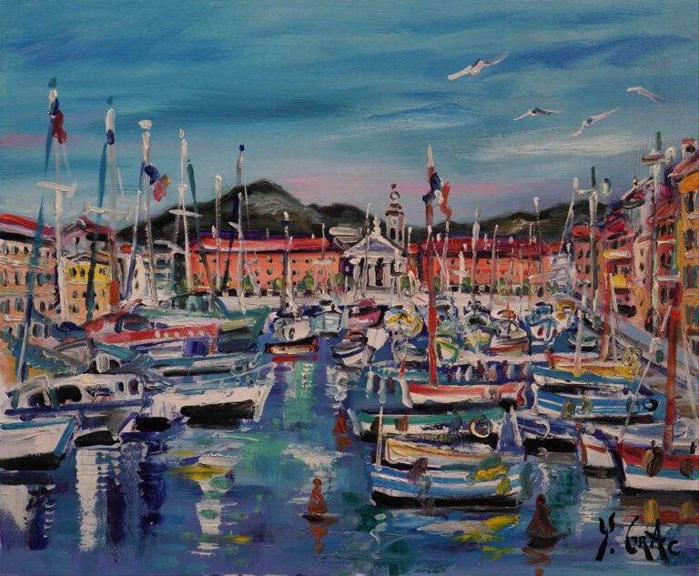 Yvon GRAC (Né en 1945) - Les mouettes au port de Nice - Huile sur toile. - Sign…